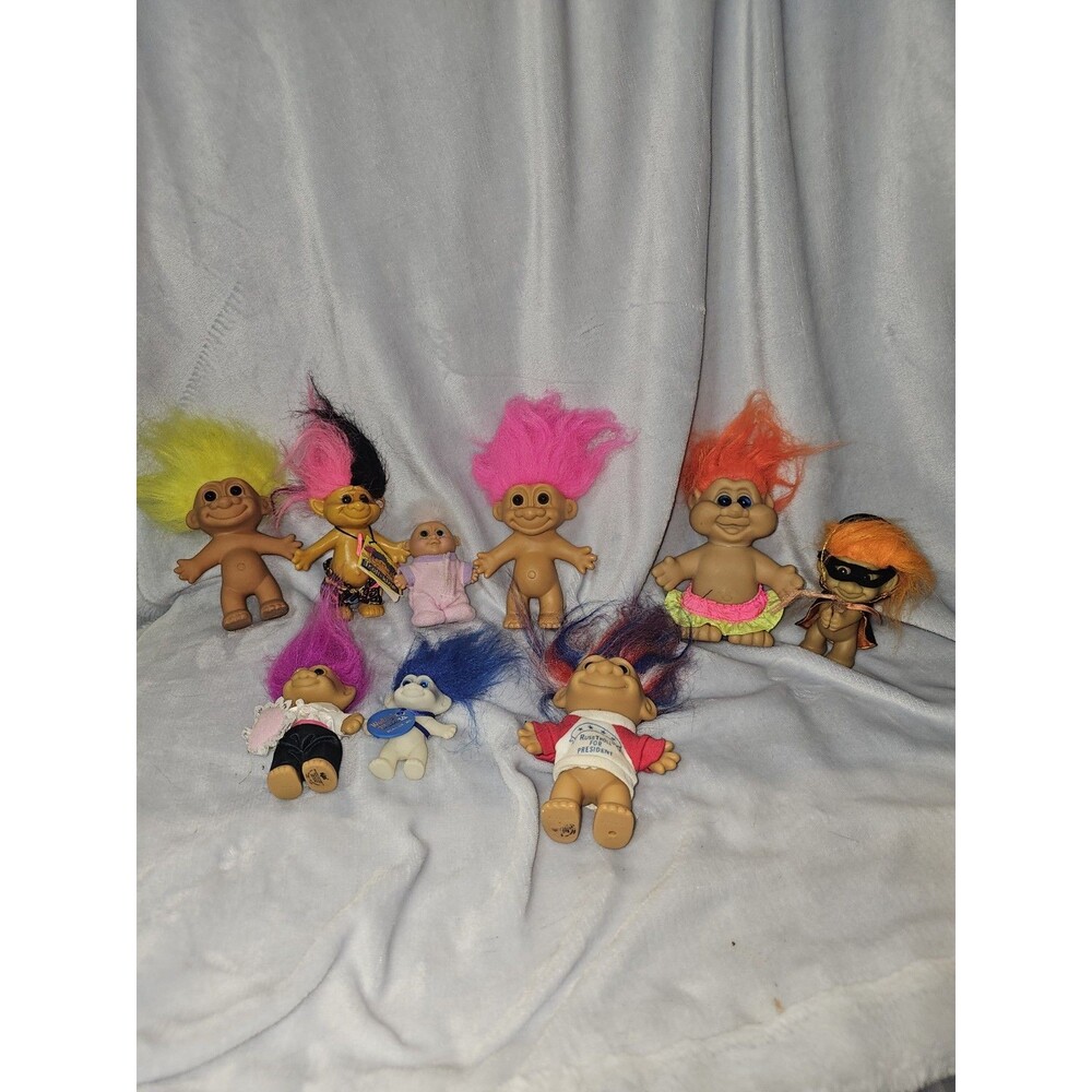 Russ Vintage Troll Dolls Lot Assorted Sizes Colors with Accessories 1990s